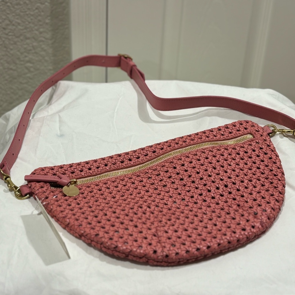Clare V Pink Woven Crossbody Bag